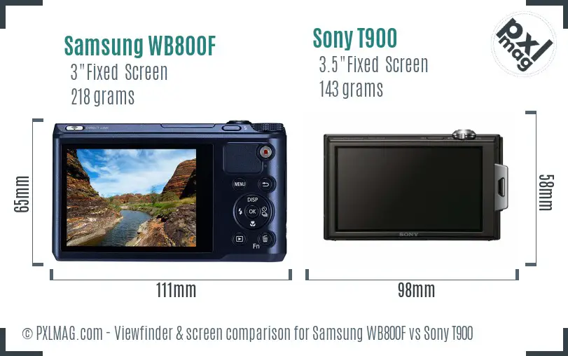 Samsung WB800F vs Sony T900 Screen and Viewfinder comparison