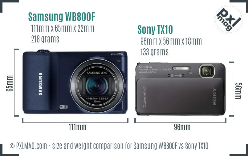 Samsung WB800F vs Sony TX10 size comparison