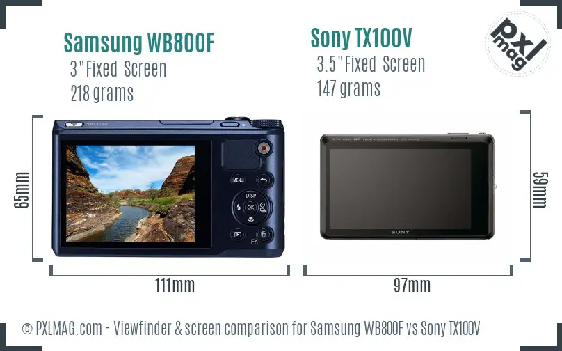 Samsung WB800F vs Sony TX100V Screen and Viewfinder comparison