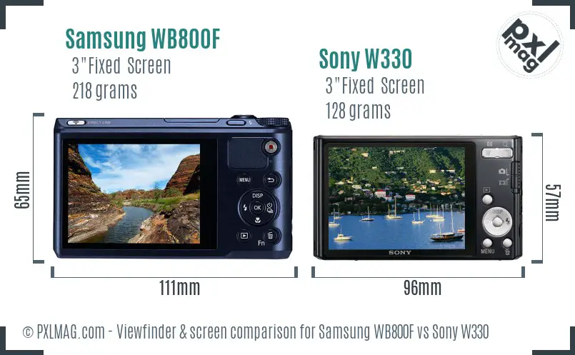 Samsung WB800F vs Sony W330 Screen and Viewfinder comparison