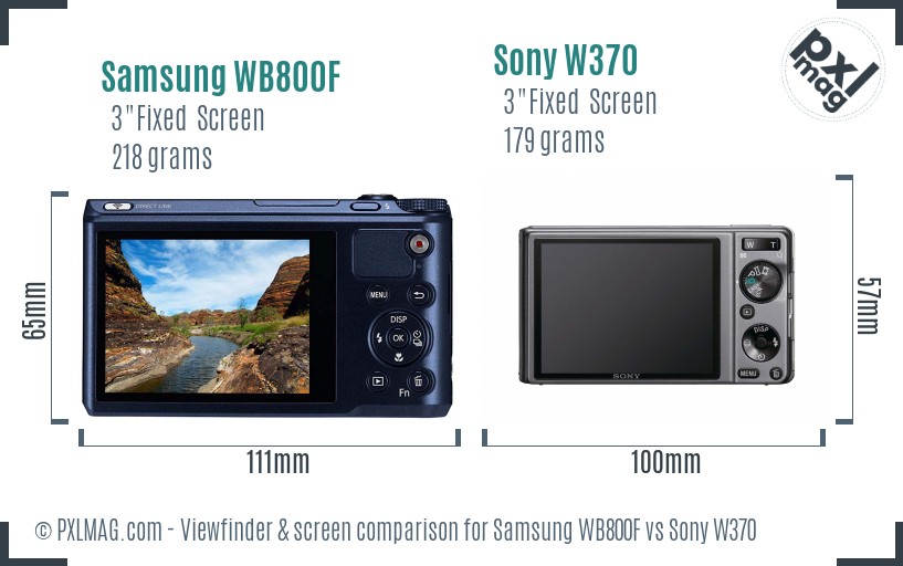 Samsung WB800F vs Sony W370 Screen and Viewfinder comparison