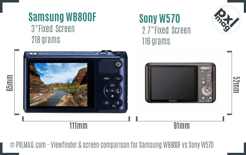 Samsung WB800F vs Sony W570 Screen and Viewfinder comparison