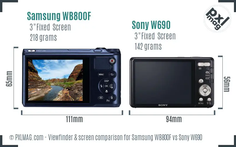 Samsung WB800F vs Sony W690 Screen and Viewfinder comparison