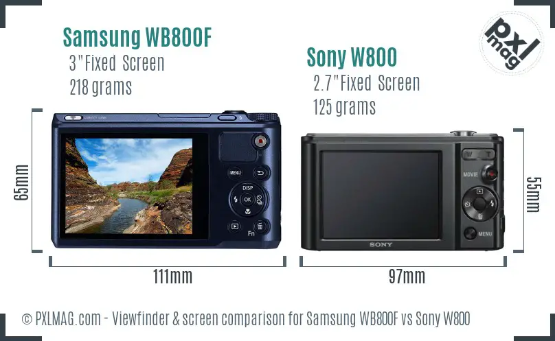 Samsung WB800F vs Sony W800 Screen and Viewfinder comparison
