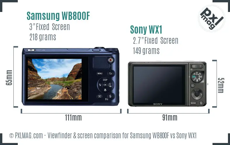 Samsung WB800F vs Sony WX1 Screen and Viewfinder comparison
