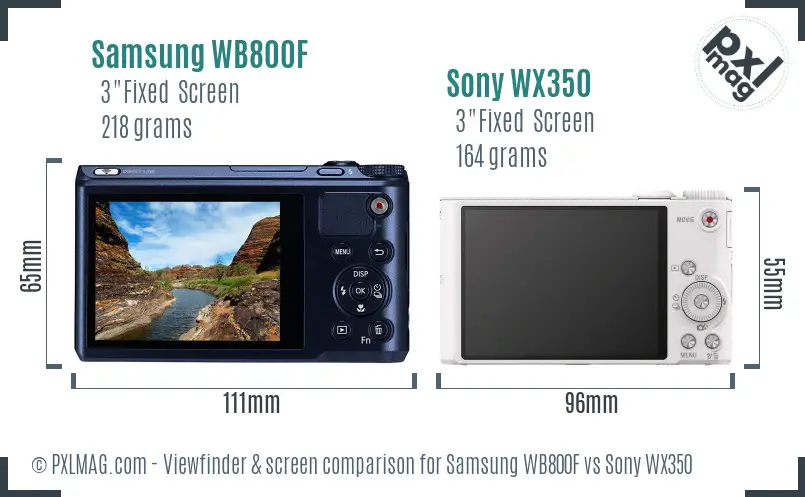 Samsung WB800F vs Sony WX350 Screen and Viewfinder comparison Samsung WB800F vs Sony WX350 Screen and Viewfinder comparison