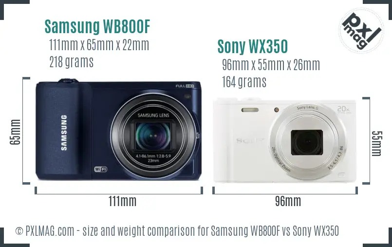 Samsung WB800F vs Sony WX350 size comparison Samsung WB800F vs Sony WX350 size comparison