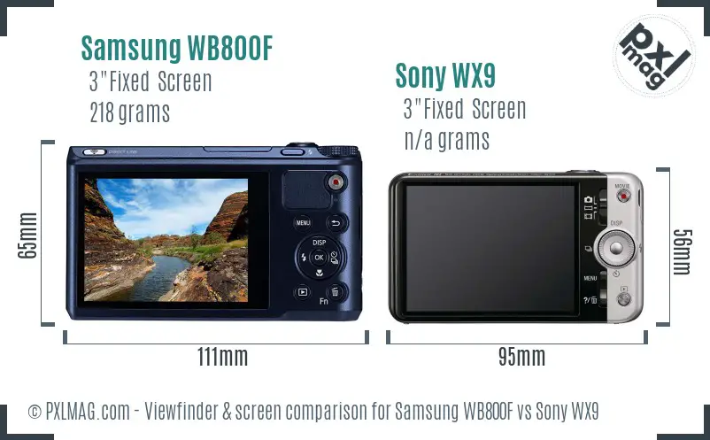 Samsung WB800F vs Sony WX9 Screen and Viewfinder comparison