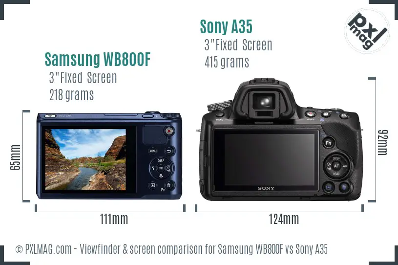 Samsung WB800F vs Sony A35 Screen and Viewfinder comparison