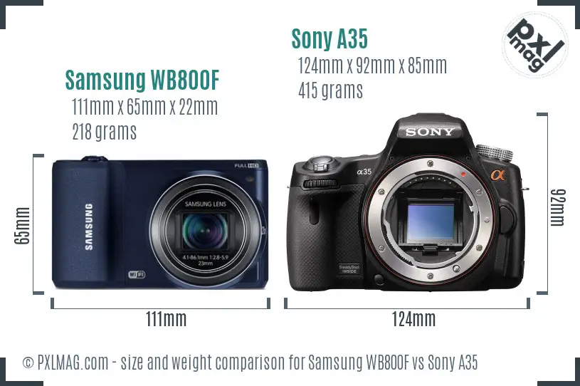 Samsung WB800F vs Sony A35 size comparison