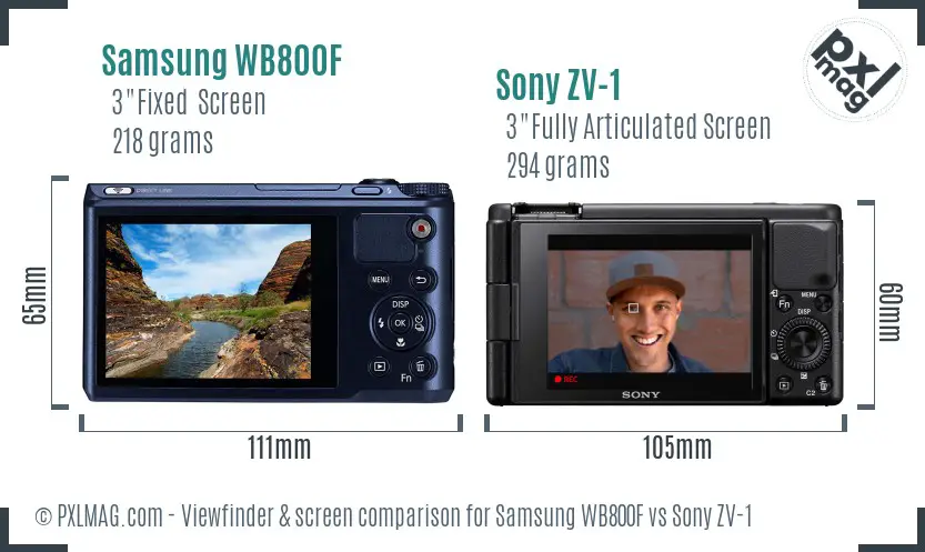 Samsung WB800F vs Sony ZV-1 Screen and Viewfinder comparison