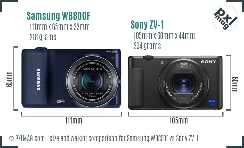 Samsung WB800F vs Sony ZV-1 size comparison