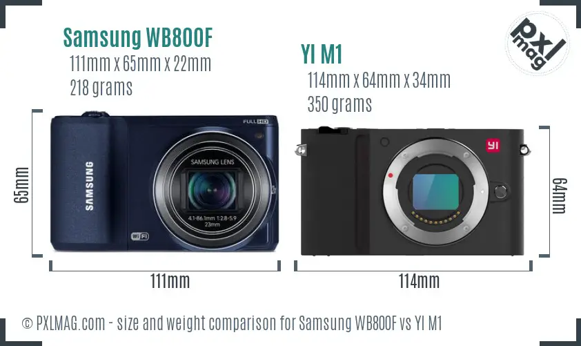 Samsung WB800F vs YI M1 size comparison