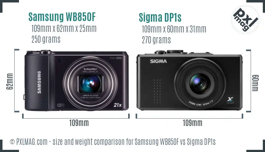 Samsung WB850F vs Sigma DP1s size comparison