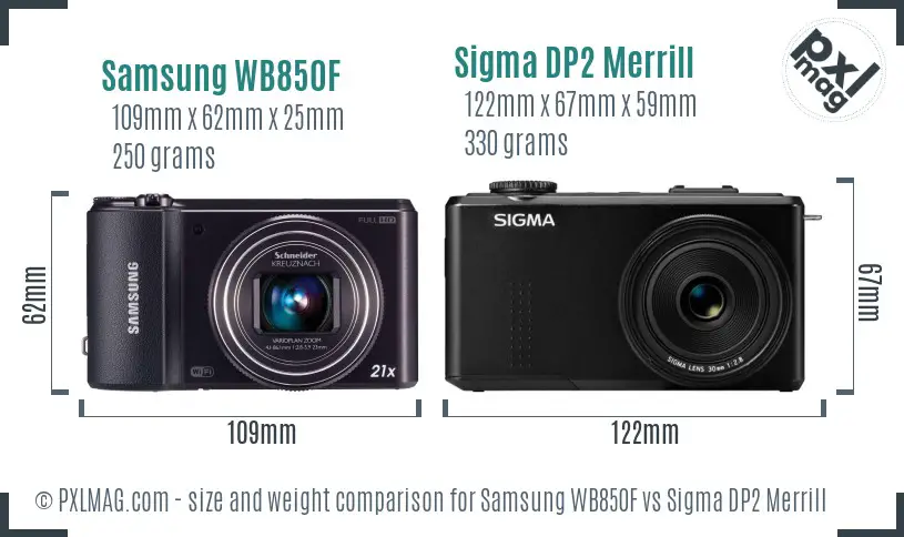 Samsung WB850F vs Sigma DP2 Merrill size comparison