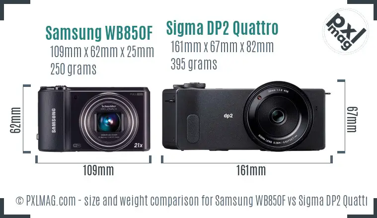 Samsung WB850F vs Sigma DP2 Quattro size comparison
