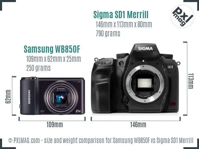 Samsung WB850F vs Sigma SD1 Merrill size comparison