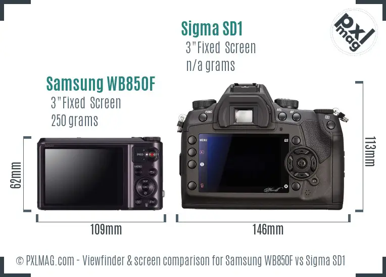Samsung WB850F vs Sigma SD1 Screen and Viewfinder comparison