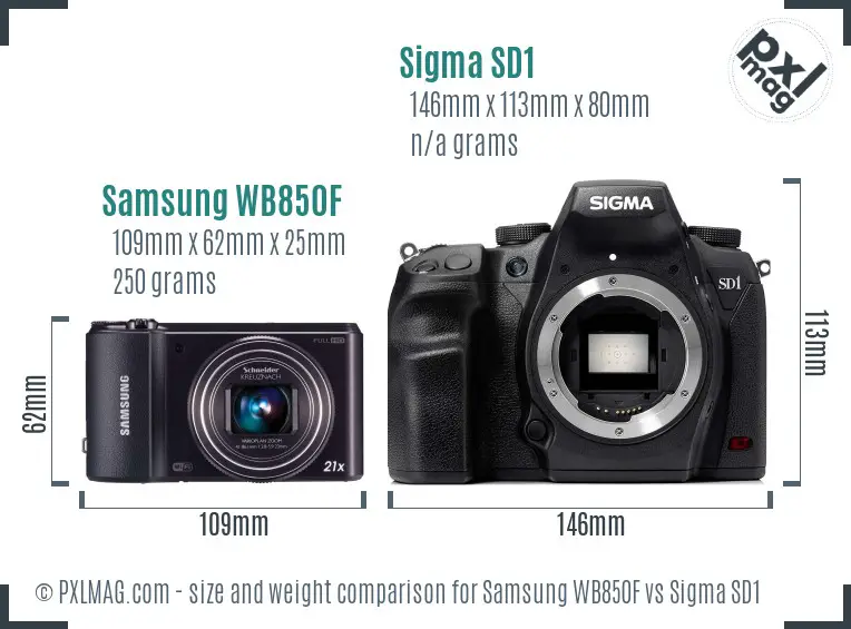 Samsung WB850F vs Sigma SD1 size comparison