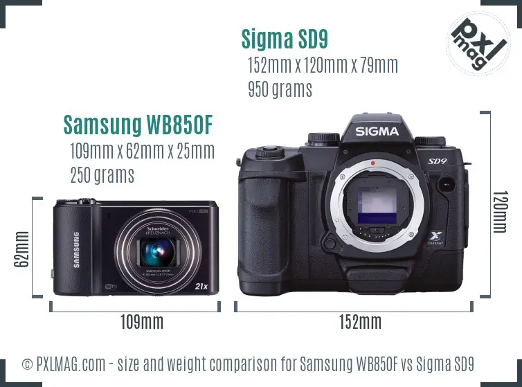Samsung WB850F vs Sigma SD9 size comparison