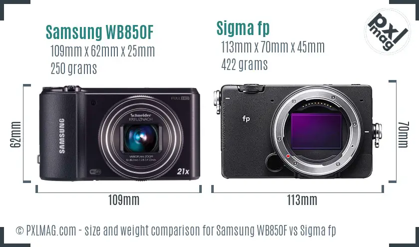 Samsung WB850F vs Sigma fp size comparison
