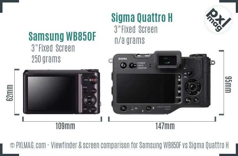 Samsung WB850F vs Sigma Quattro H Screen and Viewfinder comparison
