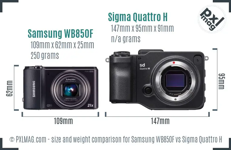 Samsung WB850F vs Sigma Quattro H size comparison