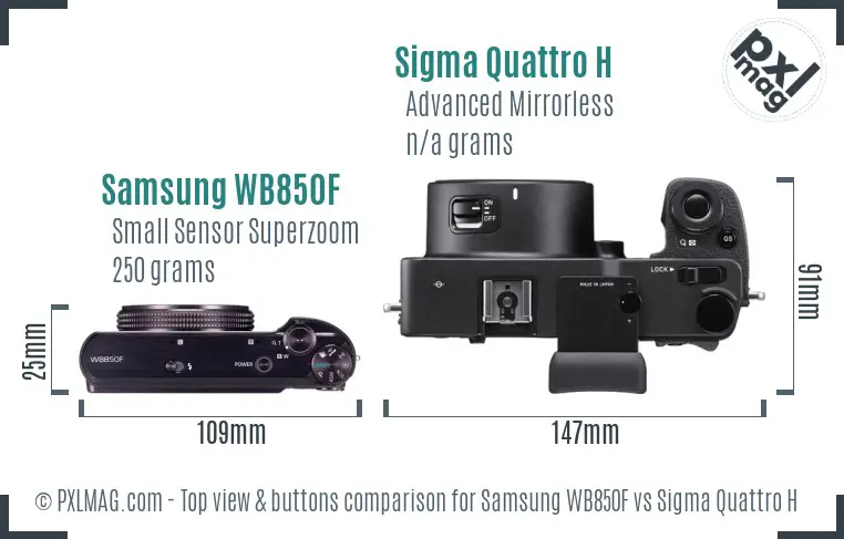 Samsung WB850F vs Sigma Quattro H top view buttons comparison