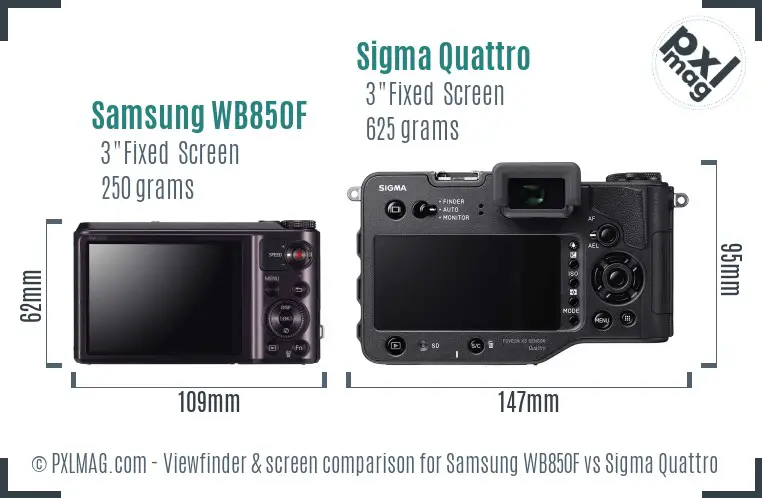 Samsung WB850F vs Sigma Quattro Screen and Viewfinder comparison