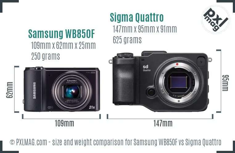 Samsung WB850F vs Sigma Quattro size comparison