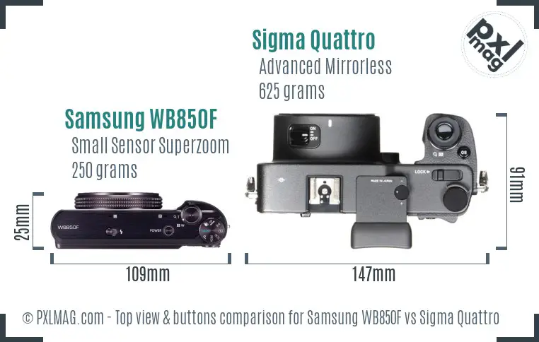 Samsung WB850F vs Sigma Quattro top view buttons comparison