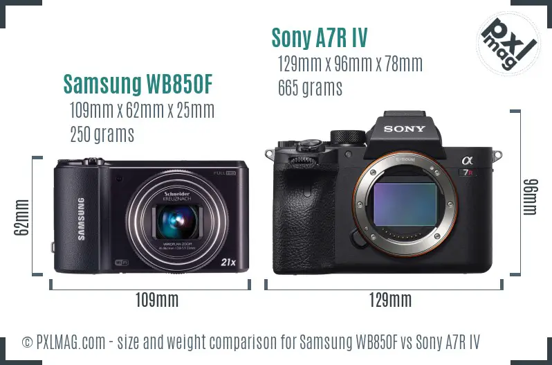 Samsung WB850F vs Sony A7R IV size comparison