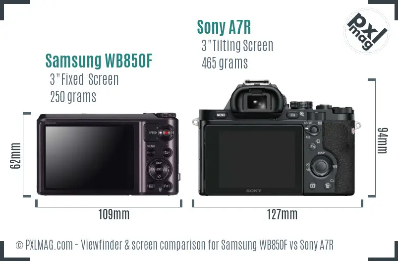Samsung WB850F vs Sony A7R Screen and Viewfinder comparison