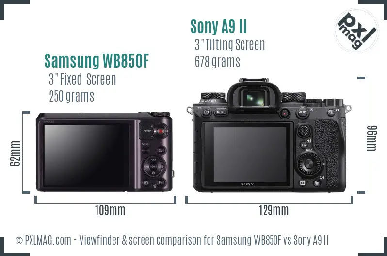 Samsung WB850F vs Sony A9 II Screen and Viewfinder comparison