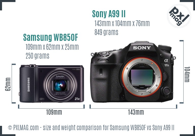 Samsung WB850F vs Sony A99 II size comparison