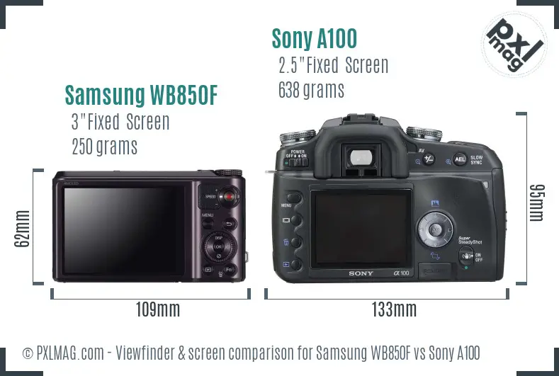 Samsung WB850F vs Sony A100 Screen and Viewfinder comparison Samsung WB850F vs Sony A100 Screen and Viewfinder comparison