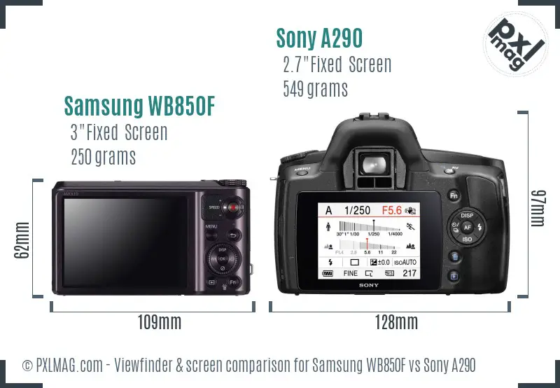 Samsung WB850F vs Sony A290 Screen and Viewfinder comparison Samsung WB850F vs Sony A290 Screen and Viewfinder comparison