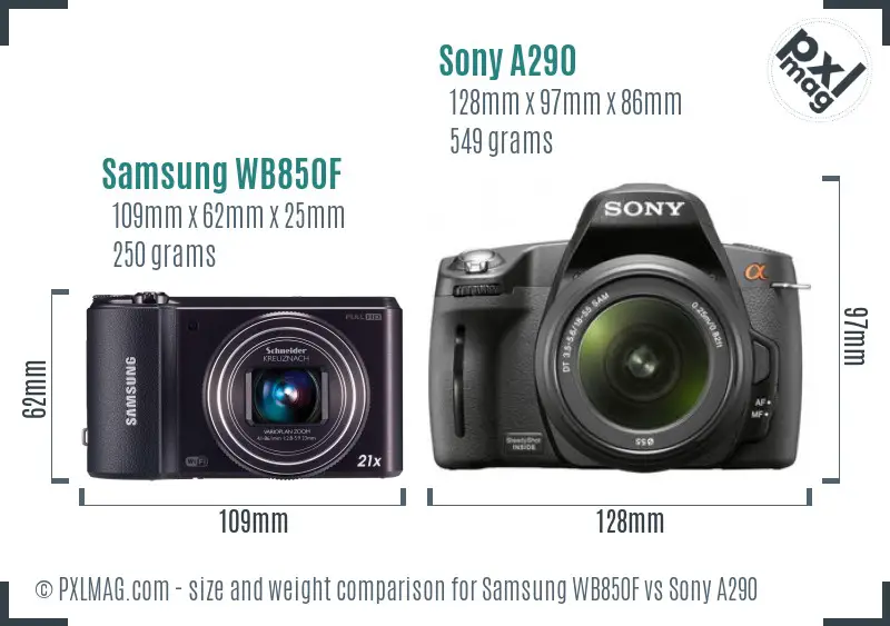 Samsung WB850F vs Sony A290 size comparison Samsung WB850F vs Sony A290 size comparison