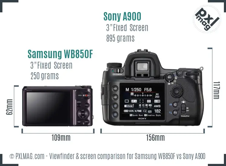 Samsung WB850F vs Sony A900 Screen and Viewfinder comparison