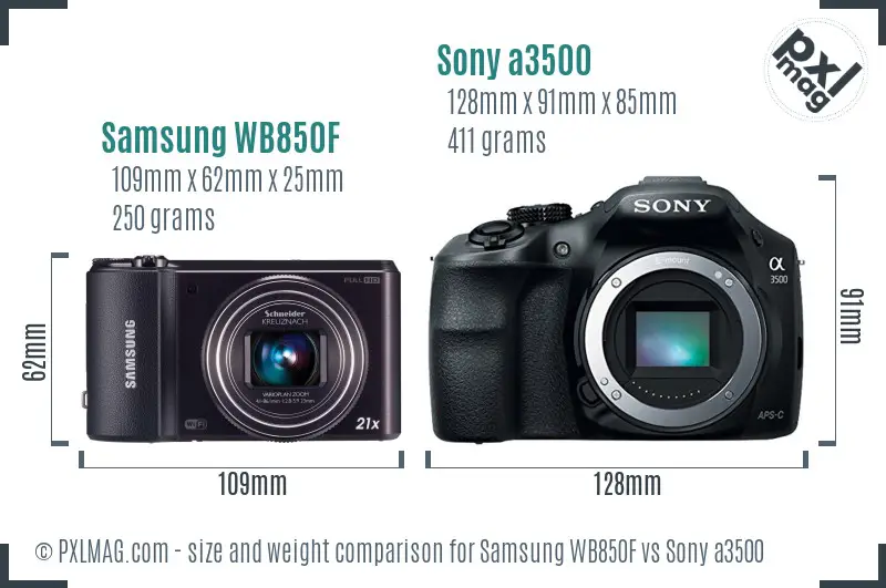 Samsung WB850F vs Sony a3500 size comparison