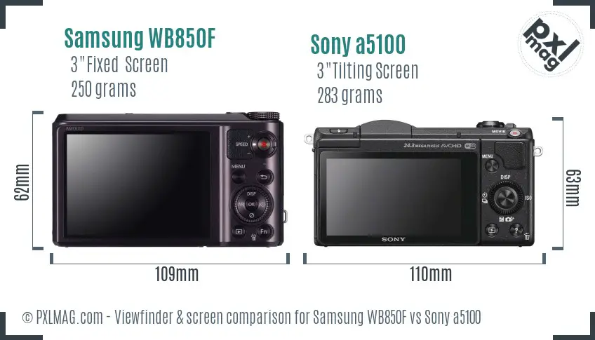 Samsung WB850F vs Sony a5100 Screen and Viewfinder comparison