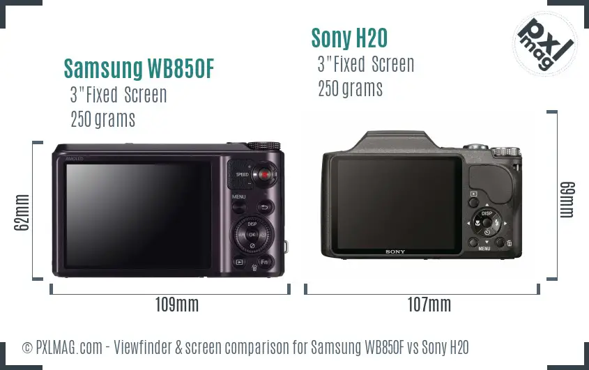 Samsung WB850F vs Sony H20 Screen and Viewfinder comparison