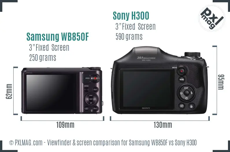 Samsung WB850F vs Sony H300 Screen and Viewfinder comparison Samsung WB850F vs Sony H300 Screen and Viewfinder comparison