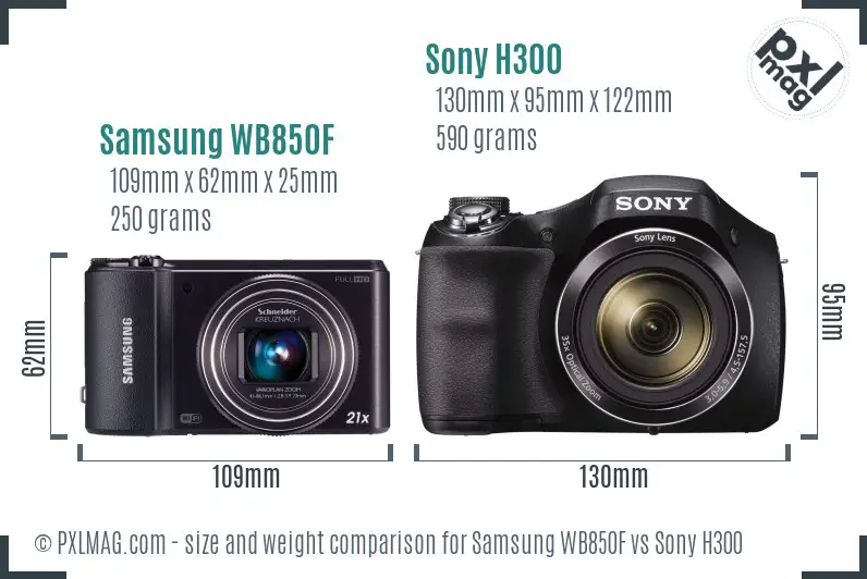Samsung WB850F vs Sony H300 size comparison Samsung WB850F vs Sony H300 size comparison
