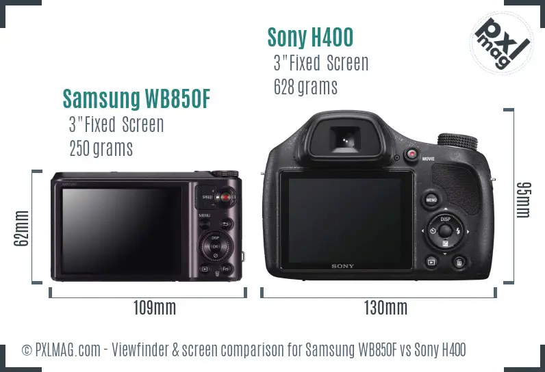 Samsung WB850F vs Sony H400 Screen and Viewfinder comparison