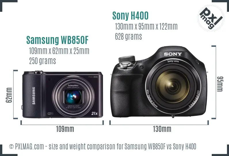 Samsung WB850F vs Sony H400 size comparison