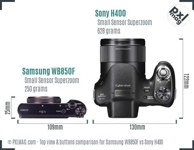 Samsung WB850F vs Sony H400 top view buttons comparison