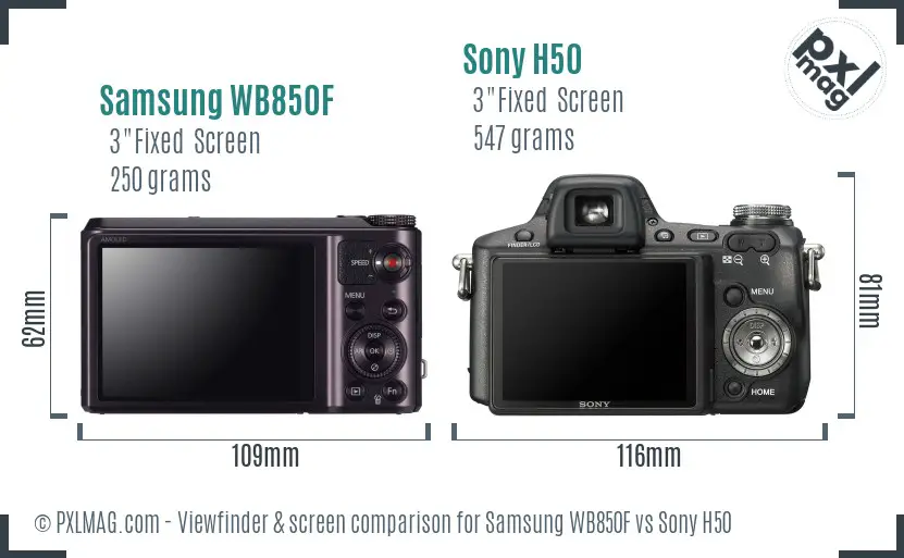 Samsung WB850F vs Sony H50 Screen and Viewfinder comparison Samsung WB850F vs Sony H50 Screen and Viewfinder comparison