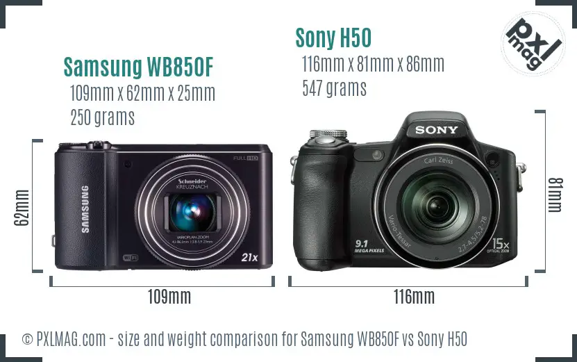 Samsung WB850F vs Sony H50 size comparison Samsung WB850F vs Sony H50 size comparison