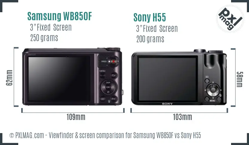 Samsung WB850F vs Sony H55 Screen and Viewfinder comparison